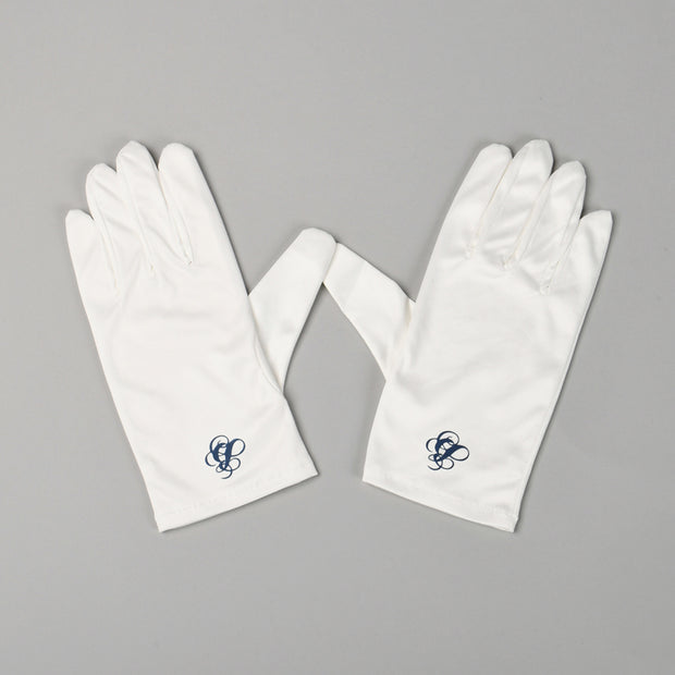 Jewerlry Presentation Gloves. White microfiber presentation gloves. Presentation gloves with logo.