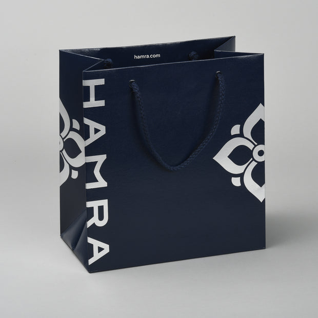 Custom Matching Paper Shopping Bag in Navy Skivertex